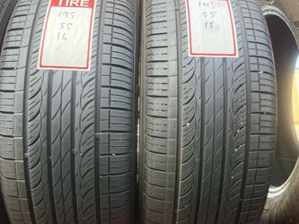 2 used tires 195/55r16 🤑free installation and balance ‼️👌