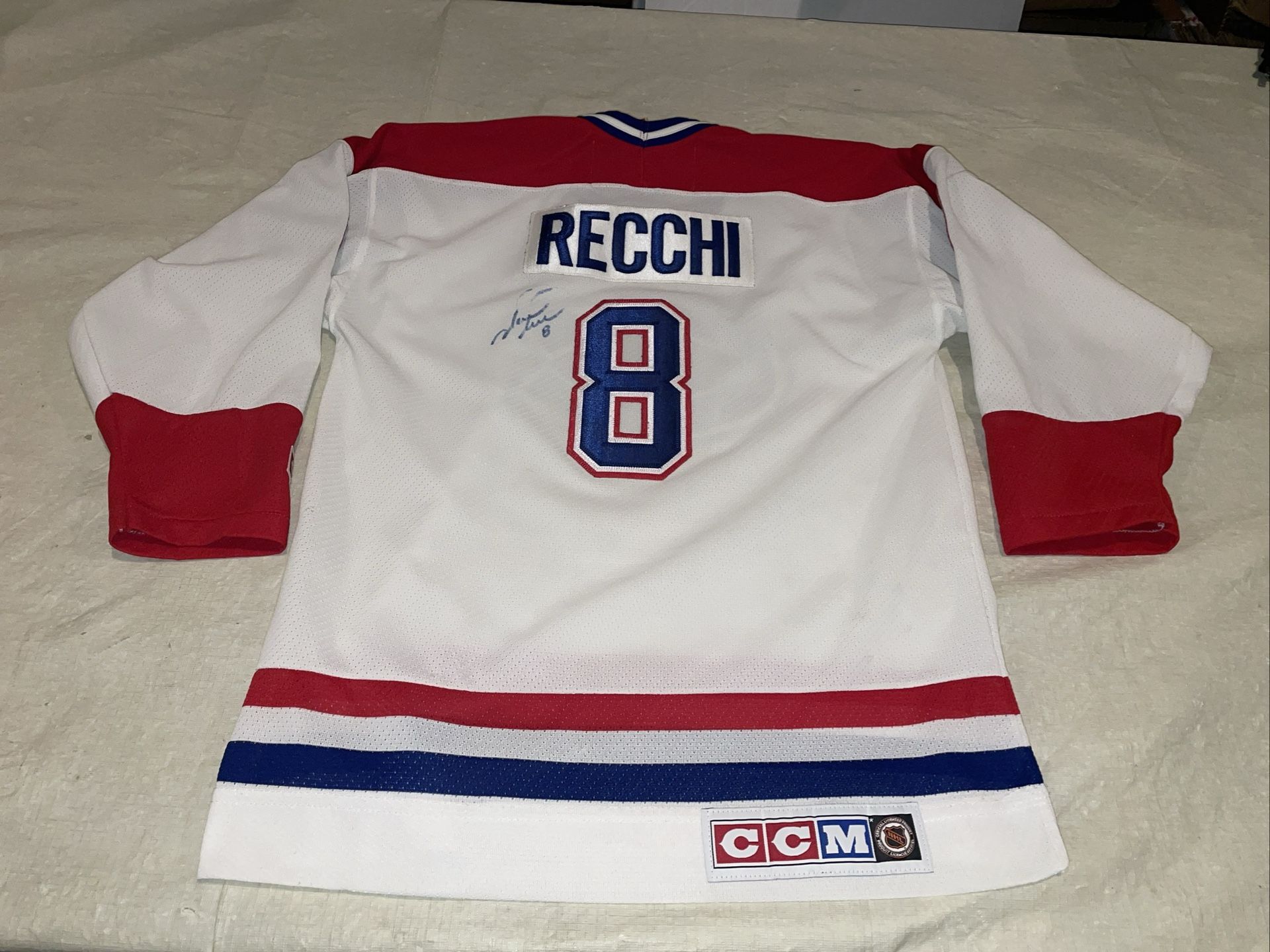 Youth L/xl Auto Mark Recchi Jersey NHL White CleaN Montreal Canadiens Ccm Clean