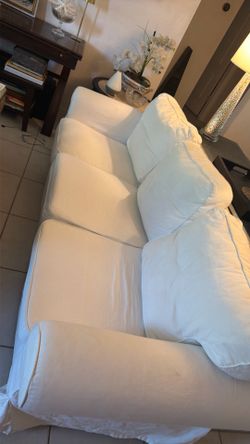 IKEA sofa with two matching chairs