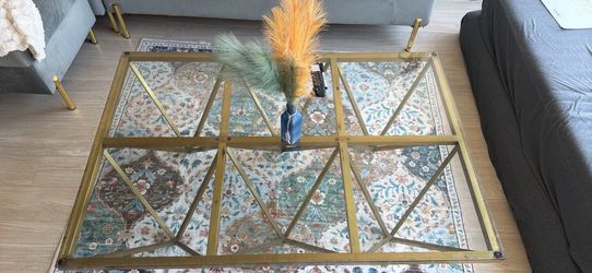 Gold Metal and Glass Coffee Table (price negotiable)