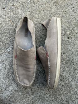 OluKai Womens Nohea Beige Nubuck Leather Shoes Size 9.5 Loafers