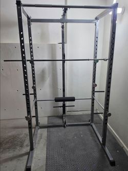 Steel Power Rack Squat Cage with Pull-Up Bar and Pulley System