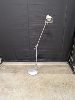 Adjustable Silver-Tone Floor Lamp with Conical Shade