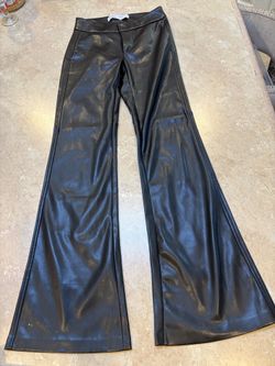 Bershka Faux Leather Flare Pants -Black size XS