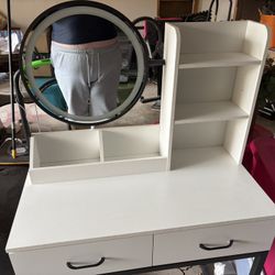Slightly Used White And Black Vanity LED Light Mirror
