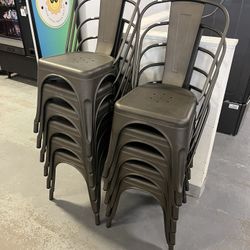 Industrial Style Metal Stacking Chairs (in Store)