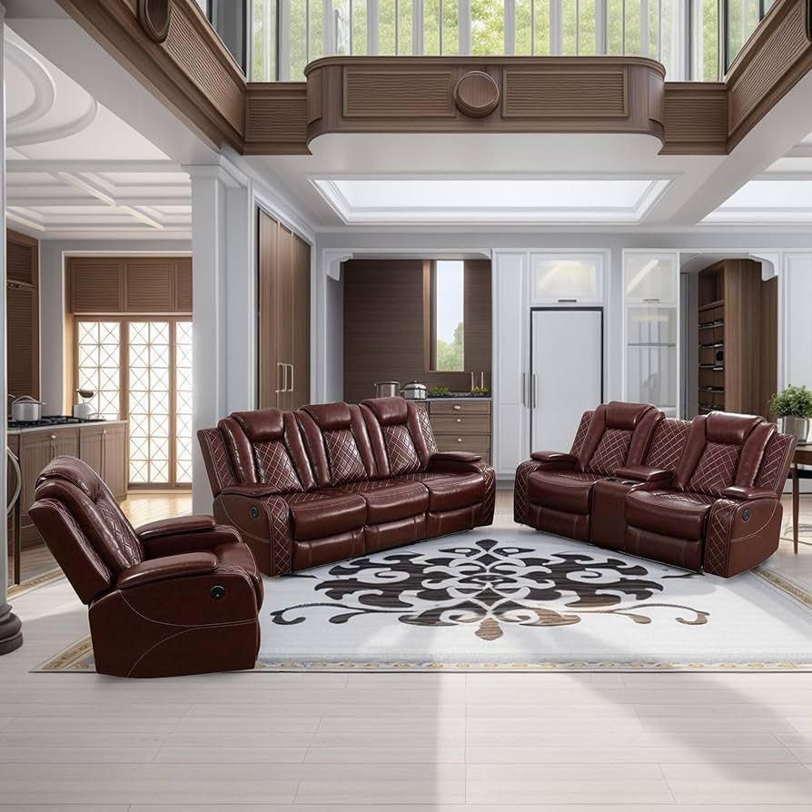💥FREE DELIVERY💥Brand New POWER, LED, USB 3PC Reclining Sofa Loveseat Chair Set