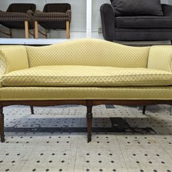 Yellow Mid-Century Fabric Loveseat