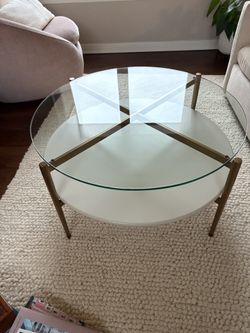 Mid-Century Art Display Round Coffee Table, West Elm