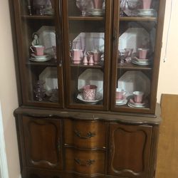 Antique China cabinet W/ dishes