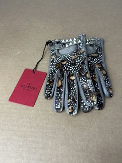 Valentino Garavani Rockstud Leather And Horsehair Driving Gloves - NEW Size 7.5