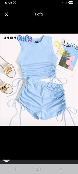 Women's Shein 2-piece  baby blue short outfit sz small [ new]