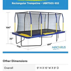 Machrus Upper Bounce 9' X 15' Gymnastics Style, Rectangular Trampoline Set