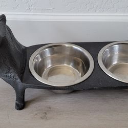 Bronze Metal Bulldog Pet Plate Holder