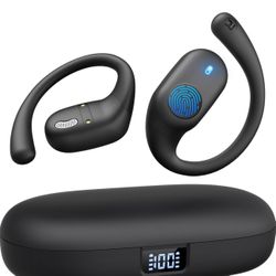 Open Ear Headphones, Bluetooth Headphones 5.3 Sports with Smart Digital Display, 36H Playtime, IP54 Waterproof, Wireless Earbuds Lightweight Design Fi
