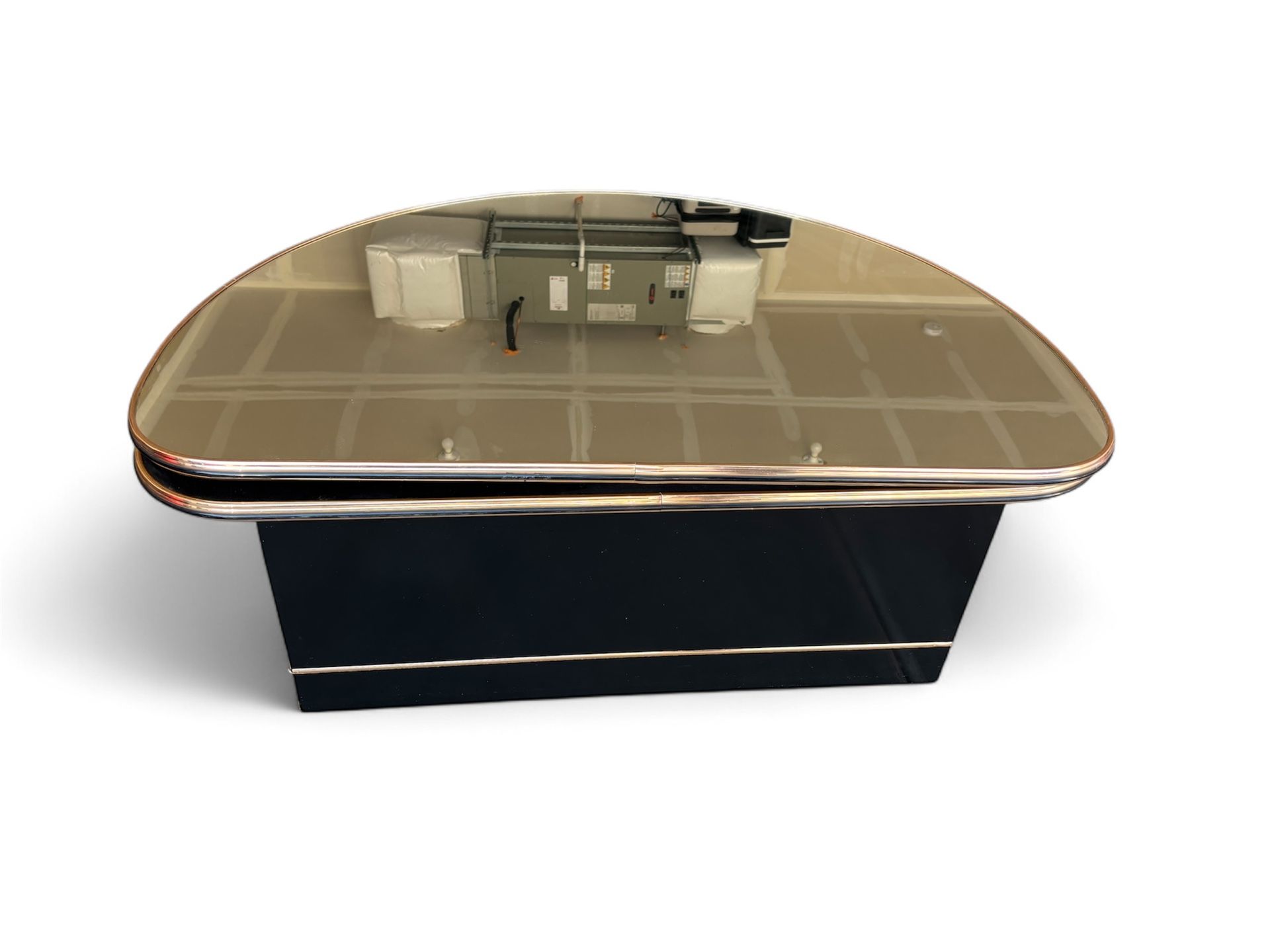 VINTAGE MILO BAUGHMAN STYLE MIRROR TOP SWIVEL COFFEE TABLE
