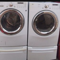 LG SET WASHER AND ELECTRIC DRYER WORKING PERFECT BIG CAPACITY 