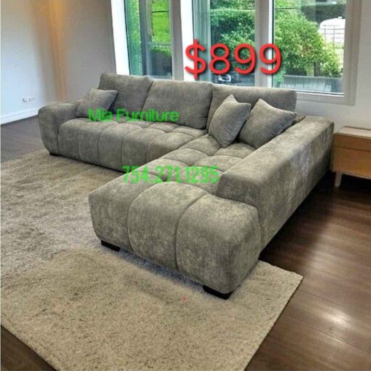 Sectional Sofa Grey Cloud Soft Cozy NEW Financiamiento Sin Crédito