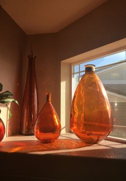 Large Orange Glass Vases