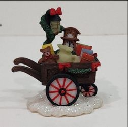 Vintage O'Well Christmas Village Accessory Fish Market Cart Porcelain home house decor