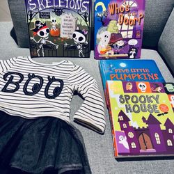 Baby Girl Halloween Costume Dress Size 6-12 Months Bundle With Books
