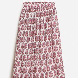 (NEW) (1 AVAILABLE) WOMEN’S J.CREW SMOCKED-WAIST COTTON VOILE MIDI SKIRT IN BOUQUET BLOCK PRINT - SIZE: MEDIUM (MSRP: $138)