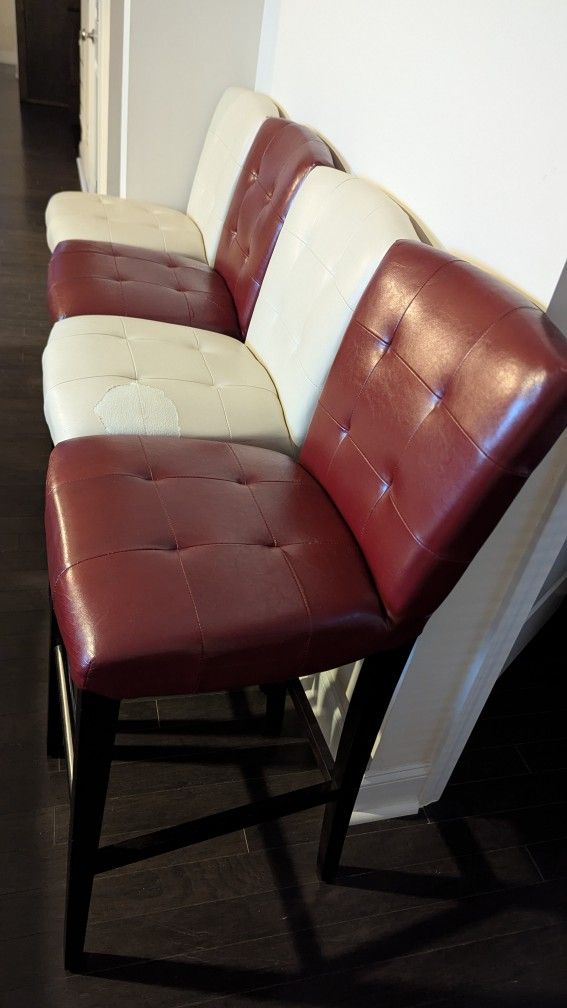 Four Backed Leather Bar Stools