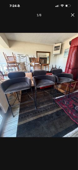 Solid metal suede designers barstools