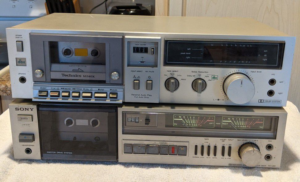 Sony and Technics Cassette Tape Deck Player Recorders