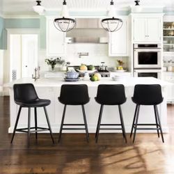 4X Black 24” Faux leather Barstools