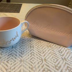 Bridesmaid Bundle makeup bag and mug coffee cup 
