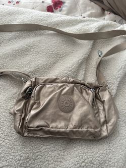 KIPLING Rose Gold Metallic Nylon Pink Crossbody Or Shoulder Bag