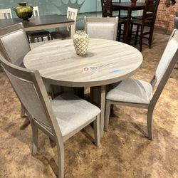 DINING ROOM SET ROUND TABLE 5 PCS  - [NEW]