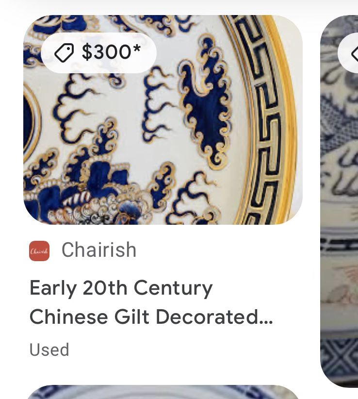 Chinese Guilt Decorated blue and White Porcelain plate