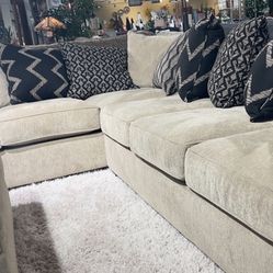 Modern Sectional Couch Tan White 