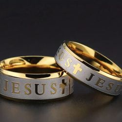 Wedding Ring New Jesus Crucifix Religion Gold
