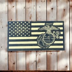 Wooden Marine Corp Flag 