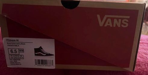 Rose Embroidery Black Women Vans