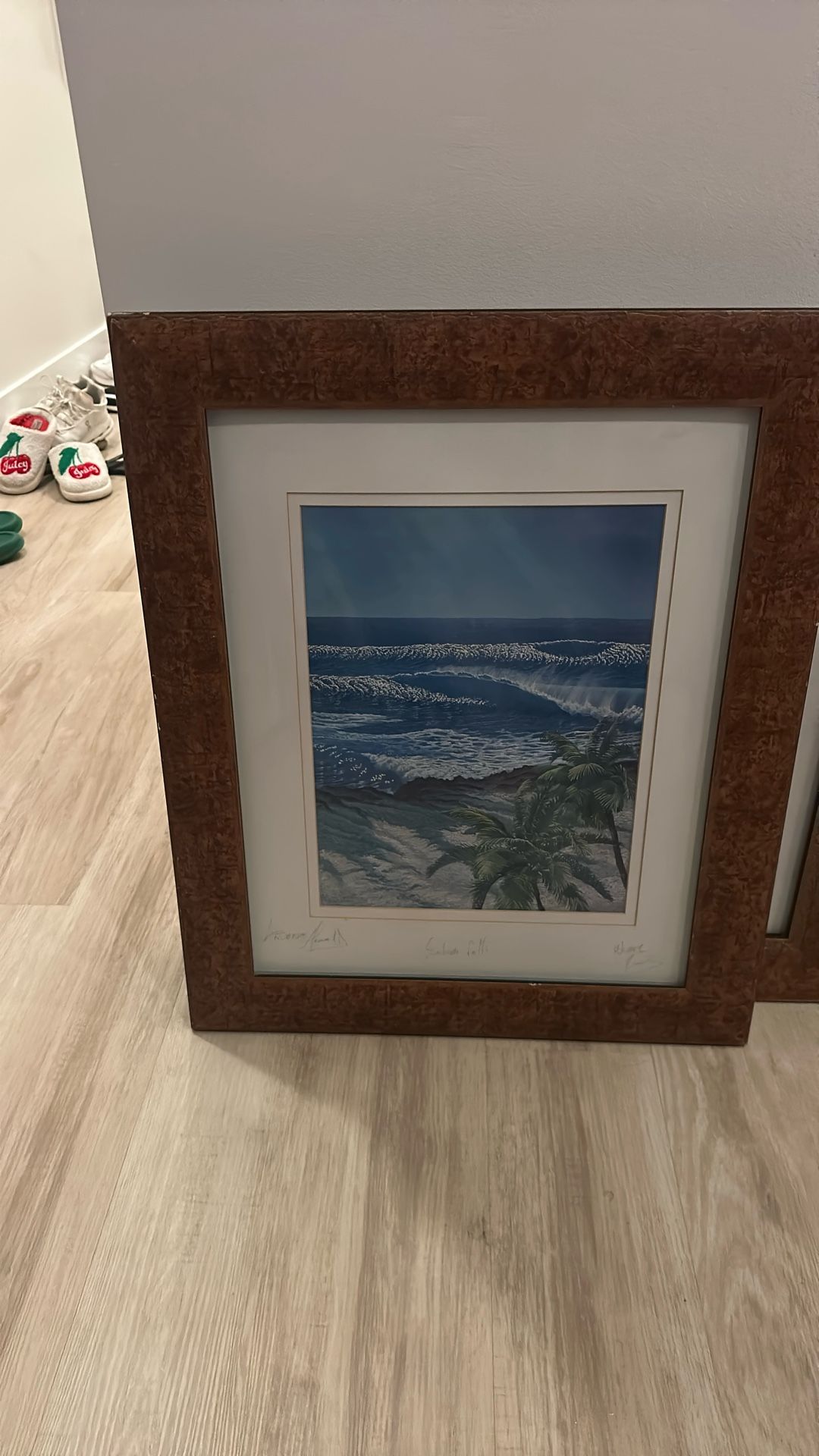 2 beautiful framed ocean landscape photos 