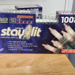 Brand New Nima Stay Lit Worry Free Indoor/Outdoor 100 Clear Bulbs Christmas Lighting