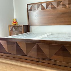 King Bed With Side Tables and Mattress Frame