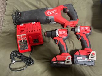 Milwaukee M18 FUEL 18-V Lithium-Ion Brushless Cordless Hammer Drill and Impact Driver Combo Kit (2-Tool) with Reciprocating Saw