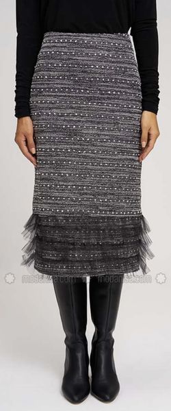 Black-Unlined- Metal Theard Skirt