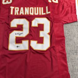 Drue Tranquill Signed Autograph Custom Jersey - Beckett Coa - KC Chiefs