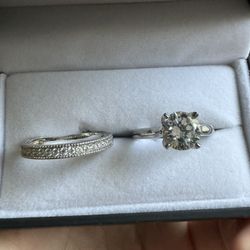 Sterling silver white sapphire wedding set