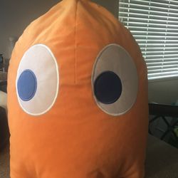 Large (approx 17in) Pac-Man Clyde Orange Ghost plush