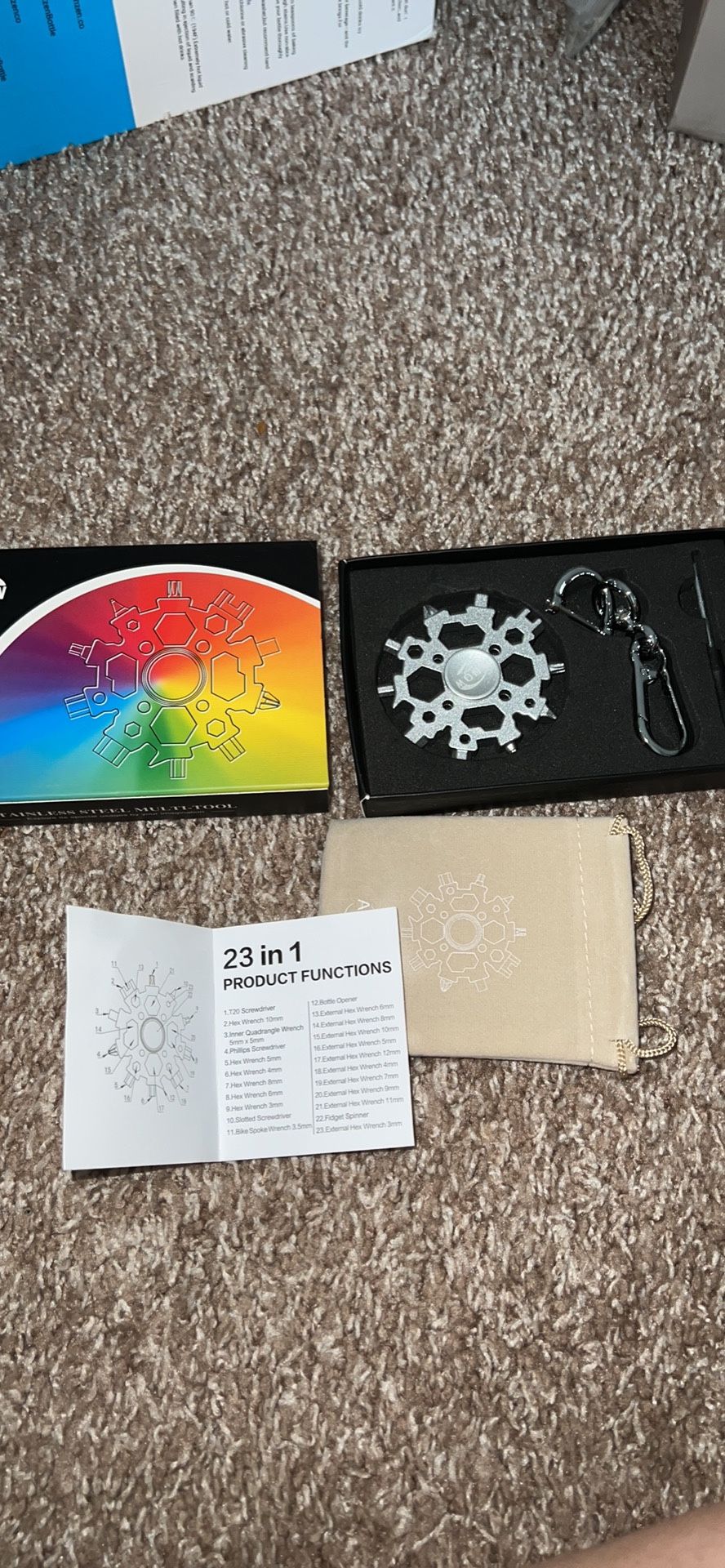 Anow Upgrade Snowflake Multitool 22-in-1 with Fidget Spinners Function ,Stainless Steel Snowflake Bottle Opener/Flat Phillips Screwdriver Kit/Wrench,S