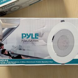 Pyle 4in Pair Ceiling Wall Speakers 8Ohm 2-Way Aluminum Frame LED Light