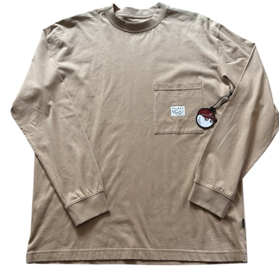 NWT MALBON GOLF & TACKLE Men's Long Sleeve T Shirt size S Beige Everyday