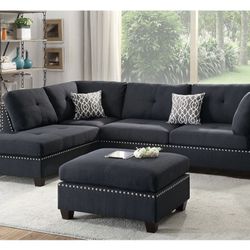 Black Sectional Sofa With Ottoman 